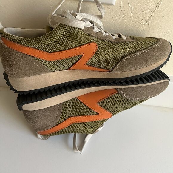 Rag & Bone Women’s Retro Runner Sneaker Trainers Green Moss Orange Size 7.5/37.5 - Picture 6 of 10